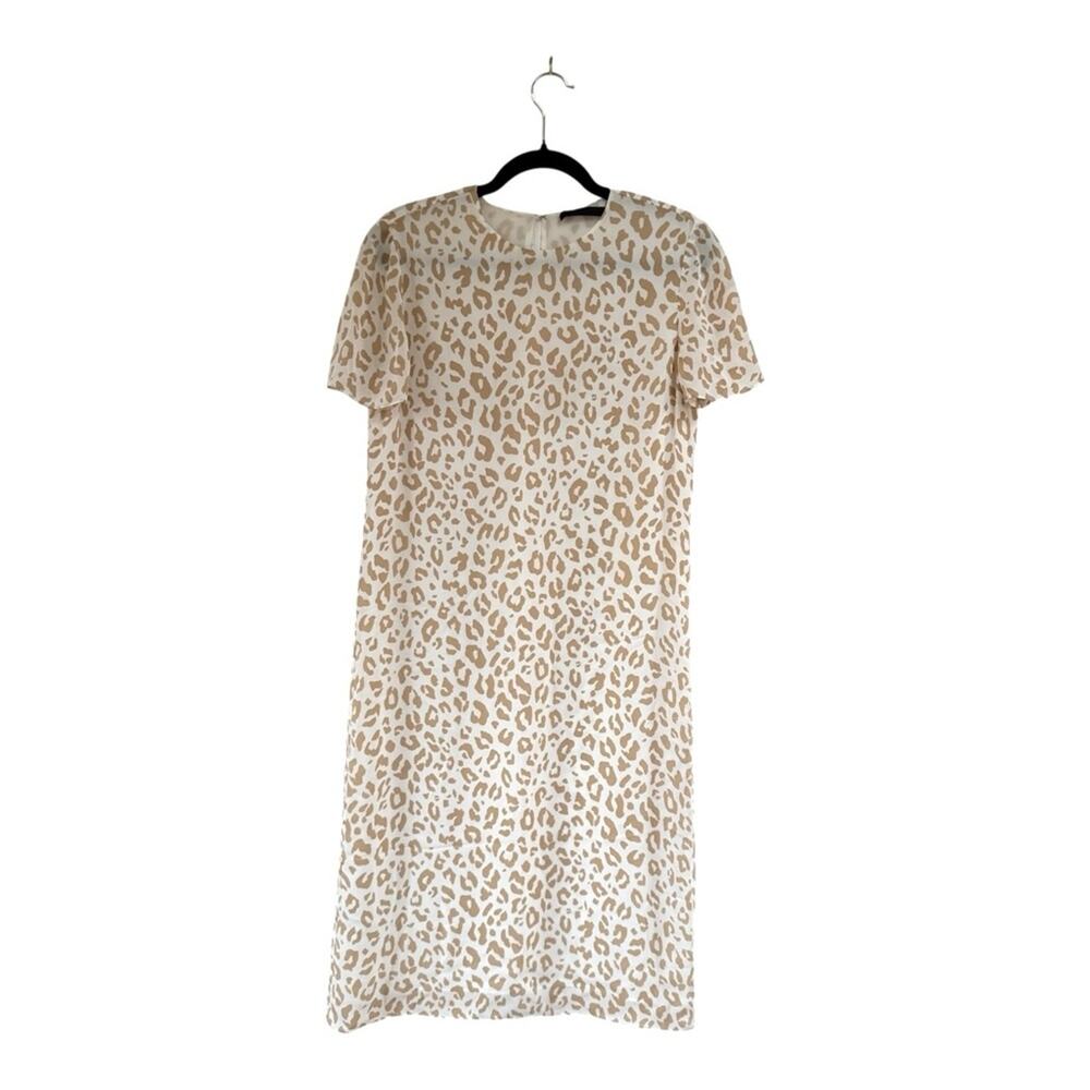 Jenni Kayne Silk Leopard Print Short Sleeve Midi Dress Size S